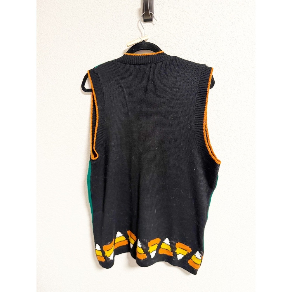 J.J. Poole Vintage 90s Halloween Sweater Vest Pumpkin Bear Cat Candy Corn Medium - Picture 3 of 6